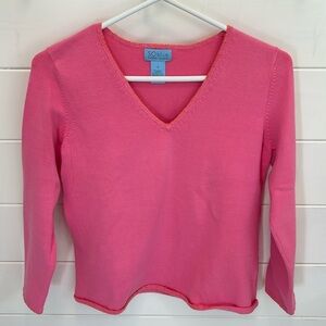 Sigrid Olson Cotton Blend V Neck Sweater